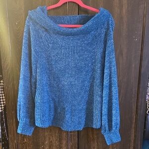 Free People Teal Cowl Neck Sweater